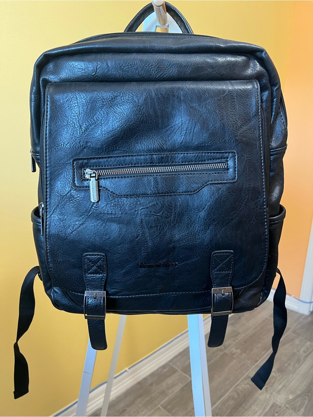 Amazon Women's Black Faux Leather Laptop Backpack